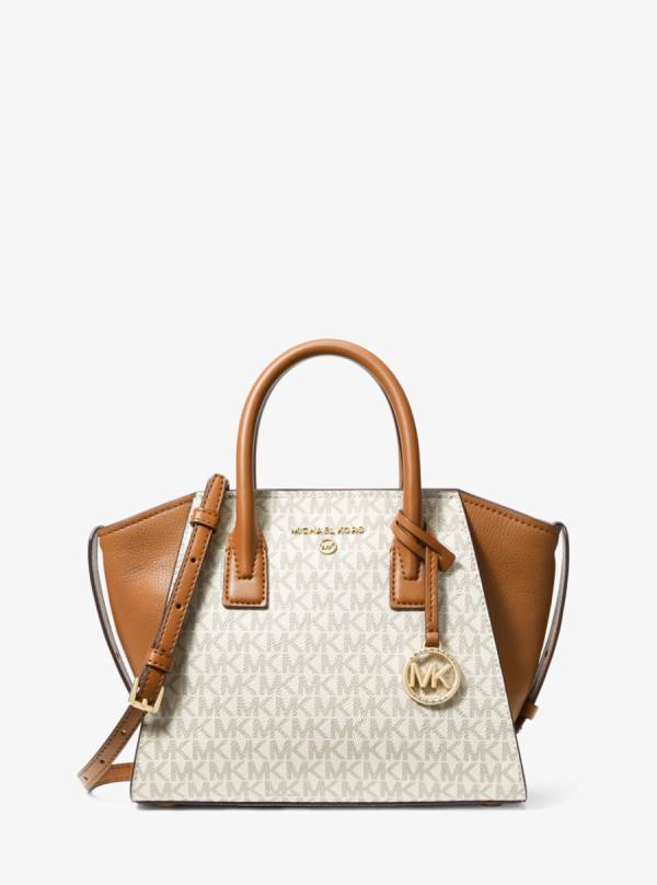 Damske Satchel Taske Michael Kors Avril Small Logo Top-Zip Hnedožltý Hnede - Kabelky Michael Kors Lacne | CDFZU-4391